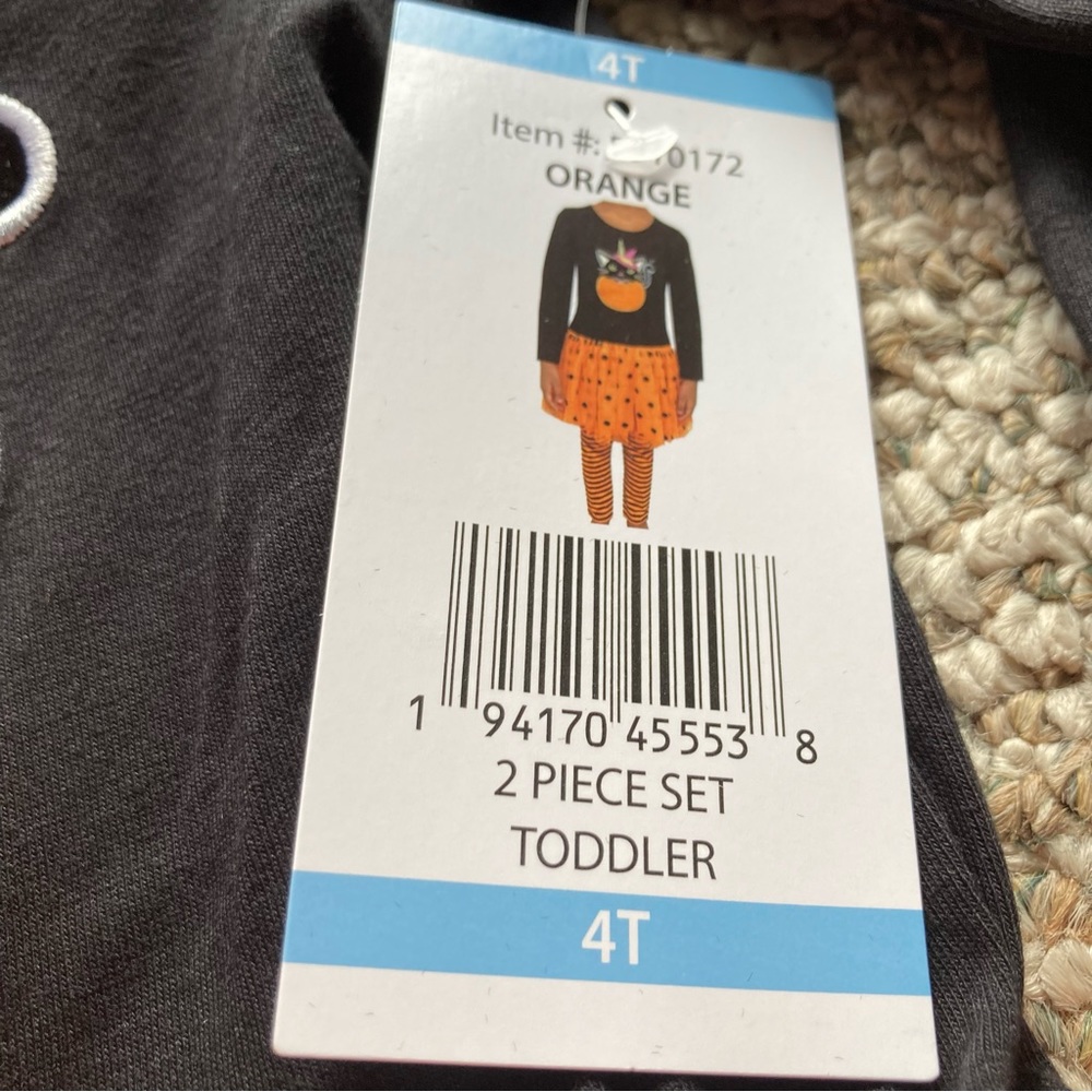 NWT Counting Daisies Black & Orange Halloween Cat Set 4T - Picture 3 of 8